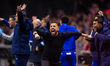 Francesco Farioli, head coach of FC Porto, celebrates the team's win during the Liga Portu...