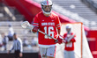 Dominic Shaw of the Ohio State Buckeyes plays defense during an NCAA men's lacrosse game a...