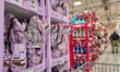 Shelves filled with branded Easter chocolate eggs and sweets line a supermarket aisle in M...