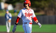 Quinten Perilli of the Rutgers Scarlet Knights reacts during an NCAA baseball game at Bain...