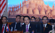 Laos Foreign Minister Saleumxay Kommasith (C) addresses the ASEAN Foreign Ministers Meetin...