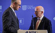 Friedrich Merz and Kai Wegner at the press conference following the 56th Eastern Conferenc...