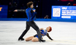 Evgeniia Lopareva and Geoffrey Brissaud of France perform in the ice dance rhythm dance du...