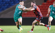 Vila Halafihili fends off a Salford defender during the BETFRED Championship match between...