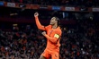 Virgil van Dijk of the Netherlands celebrates after scoring a goal during the friendly mat...