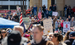 Demonstrators participate in the nationwide No Kings 3 national day of protest in Cincinna...