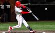 Joey Erace of the Rutgers Scarlet Knights hits the ball during an NCAA baseball game at Ba...