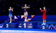 Mone Chiba of Japan, Kaori Sakamoto of Japan, and Nina Pinzarrone of Belgium pose during t...