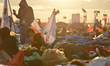 Pilgrims ahead of a meeting with Pope Francis, the Final Mass to mark the end of World You...