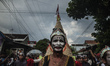 Some participants Bakpia Carnival walk in Yogyakarta, Indonesia, on September 18, 2016. Th...