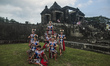 Some traditional dancers posing during event Festival Ratu Boko Temple in Ratu Boko Temple...