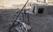 A homemade rocket launcher inside the christian cemetery of the Mart Shmony Syriac Orthodo...