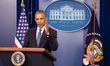 US President Barack Obama speaks to the media during a news conference in the Brady Briefi...