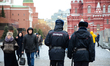 Moscow daily life, policemen are walking past Kremlin Moscow, Russia on November 25, 2016...