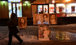  people are walking at Arbat street as snow falls in the Russian capital of Moscow on Nove...