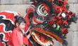 Dancer Xi Ya Jin poses with a Chinese Lion, as they take part in the launch of Dublin's Ch...