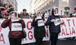 Workers from Almaviva and Telecom Italia gather in Rome, Italy on 21st January 2017,  to p...