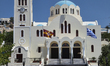 Panagia Mesani Greek Orthodox church in the village of Emporio, Santorini Island, Greece. 