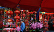 Chinese lantern vendor at a market stall in Jakarta, Indonesia on January 22, 2017.  Indon...