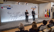 Spanish Prime Minister Mariano Rajoy (R) and French President Francois Hollande give a joi...