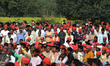 Indian supporters of Samajwadi Party gather to listen Uttar Pradesh state  Chief Minister...