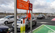 Charging station for electric cars at the Auchan mall parking is seen on 15 March 2017  in...