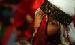 Bedouin girls wears traditional dress during Folklore Exhibition in Gaza city, Palestine,...