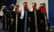 Bedouin girls wears traditional dress during Folklore Exhibition in Gaza city, Palestine,...