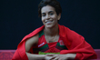 Rababe Arafi of Morocco after her win in Women's 1500m final, during day four of Athletics...
