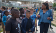 The minister of sports, Laura Flessel, referee for one symbolic ping pong match between, f...