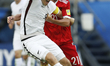 Aleksandr Erokhin (R) of Russia national team and Chris Wood of New Zealand national team...