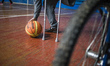 Players of Kyiv BASKI wheelchair basketball team have their training at the sports center...