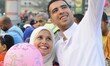 Muslims celebrate Eid al-Fitr (break the fast feast) marking the holy month Ramadan in Mos...