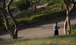 A security guard from Al-Azhar park prayes during the holy month of Ramadan in Cairo on Ju...