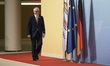 Australian Prime Minister Malcom Turnbull arrives to be welcomed from German Chancellor An...