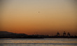 View of the sunset in winter afternoon in the port area of Rio de Janeiro, Brazil, on July...