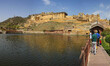The famous Amber Fort in Jaipur, India with more than 1.5 million visitors per year. Build...