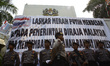 Police standguards in during the Indonesians people protest in front of Malaysian Embassy...