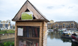 A Book Exchange Box is seen at Limehouse Basin, London on August 24, 2017. Installed by Ca...