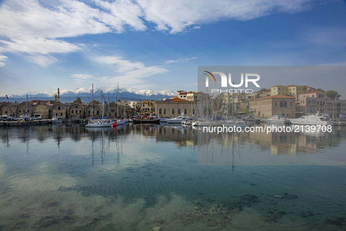 Old Venetian port of Chania on Crete island, Greece