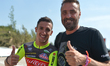 Italian Liam Bertazzo from Wilier Triestina - Selle Italia team with his team manager Luca...