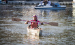Boats made from recycled materials compete, 17th september 2017, Rome. 