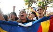 Hundreds of pro-independence activist demonstrate during the gereal strike against the spa...