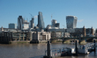 The City of London' skyline is pictured from the Southbank, London on October 27, 2017. 