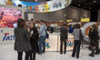 Staff at the Italian Tourism on the first day of the annual WTM (World Travel Market) at t...