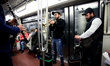 Musicians inside a metro wagon in Paris, France on November 24, 2017. 