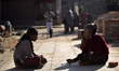 Nepalese girls enjoys by playing stone game at Bungamati on Friday, December 22, 2017.  
