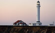 The Point Arena Lighthouse at sunset on November17'th, 2017. Point Arena Light is a lighth...