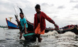 Local fishermen were seen active in the Traditional Fishing Place in Lhokseumawe, Aceh pro...