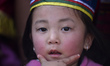 A portrait of little girl particiate in celebration of Sonam Losar festival or Lunar New Y...